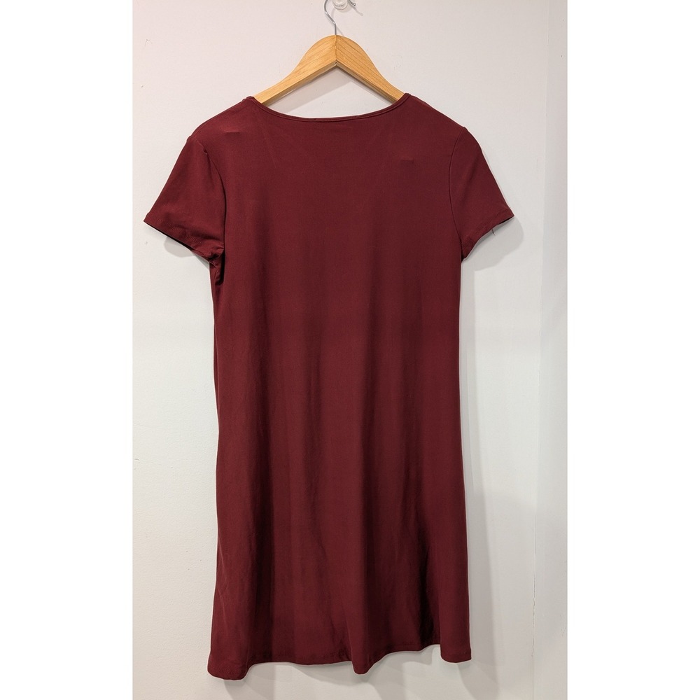 NWT Knox Rose Sundried Plum V Neck Criss Cross Short Sleeve Tunic Dress Size Med - Picture 2 of 6